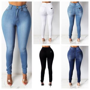 P-ra marchio di moda design di jeans da donna, pantaloni eleganti, stile nuovo, corretto, tinta unita blu bianco nero, jeans stretch slim business casual lavaggio ultimo stile