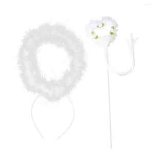 Bandanas 2 PCS Kids Suit Angel HeadDress Stick Performance Costume Fairy Wand Party White Headgear Child