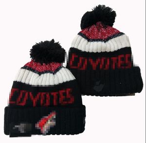 Beanie coyotes beanies nordamerikanska hockey boll lag sida lapp vinter ull sport stickad hatt skalle caps a