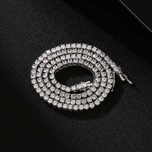 Men's hip-hop zircon single row full zirconium chain trend street domineering exaggerated necklace