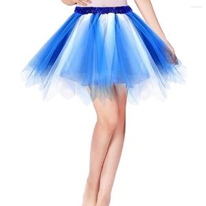 Skirts Women's Tutu Color Contrast Gauze Fashion Ballet Latin Cha-cha Dance Skirt Halloween Party Stage Performance Costume