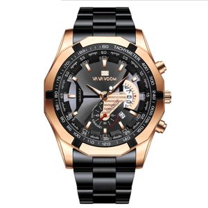 Leisure Sport Luminous Pointer Stainless Steel Mens Watch Quartz Watches Calendar Smart Wristwatches VAVAVoom Brand2718