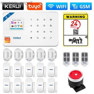 Sistemas de alarme KERUI Tuya Smart WIFI GSM Sistema de alarme de segurança funciona com Alexa Home Detector de movimento de assaltante Sensor de janela de porta de fumaça Câmera IP YQ230927