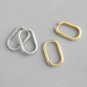 Hoop & Huggie 100% 925 Sterling Silver Punk Cool INS Minimal Geometric Oval Circle Open Earrings Earring For Women Jewelry Large340p