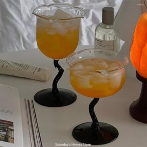 Copos de vinho em forma de orquídea, copo de vidro transparente, suco de champanhe, coquetel, copos de borosilicato