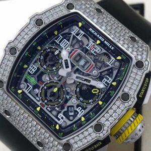 n Fabrik automatische mechanische Richarmill Uhren Sport Armbanduhren Luxusuhr tonnenförmige Rm1103 Weißgold Original Diamond Set Herren Mode Freizeit YCA