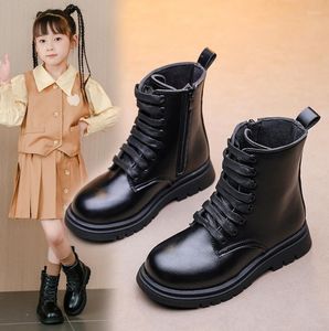 Boots White Black Children's Fashion Girls Shoes Non-Slip Kids Ankel för våren Hösten 3-13 år gammal pojke
