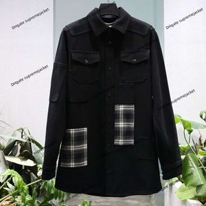 Fall/Winter Designer Jacket off Brand White Coat Plaid paste cloth cashmere wool long sleeve windproof baseball jacket for men and women