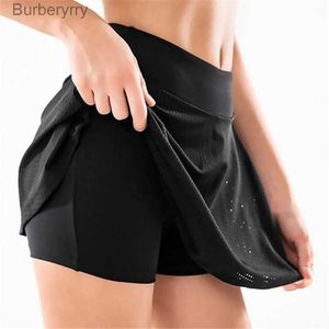 Conjuntos ativos S-XXXL Saias de tênis sólidas Mulheres Badminton Dança Saia Cintura alta Fitness Workout Shorts Atlético Running Sport SkortsL230927