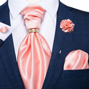 Krawatten Mode Ascot Krawatte für Männer Seide Solide Rosa Krawatte Krawatte Ring Brosche Set für Hochzeit Party Mann Anzug Zubehör Männlicher Schal Geschenk 231013