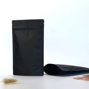100 Pcs Matte Black Stand Up Folha de Alumínio Zipper Bag Pacote Bolsa Embalagem Doypack Mylar Storage Bags240l