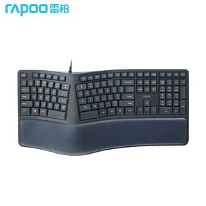 Tastaturen Rapoo NK8800 Ergonomische kabelgebundene Tastatur Bürocomputer Robuster Gürtel Handballenauflage schwarz 230927