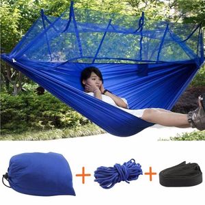 Siła tkanina komar przenośny Extra High Camping Hamak Hammock Lekkie wiszące łóżko Trwałe pakietowe łóżko podróżne 3 Color170r