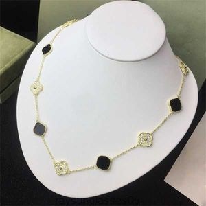 10 Collana Moda Classica Collana di trifoglio Fascino 18k Oro rosa Placcato argento Ciondolo in agata per le donne Ragazza Fidanzamento di San Valentino Gioielli firmati Regali48n