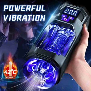 Masturbators Automatisk manlig Masturbator Cup Kraftfull vibration Vagina avsugning Pussy Masturbation Sex Leksaker för män varor för vuxen maskin x0926