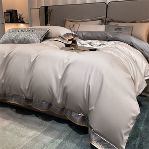 Wide edged gold embroidery luxury bedding set queen king size bedclothes bed linens 4pcs Solid Egyptian Cotton duvet cover sets bed sheet pillowcases home textile