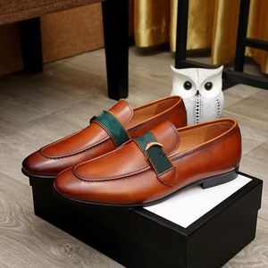 luxurious Italian Men Dress Shoes 2023 Oxford Genuine Leather Moccasins Brown Black Men Designer Loafers Shoes Men Classic Wedding Office Formal Shoes 09