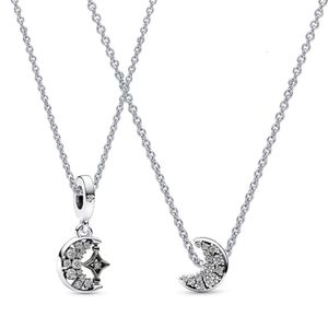 Collana Pandorara Designer Luxury Fashion WomenPan Family S925 Collana in argento Collana con colletto fai-da-te Shining Star Moon Set di collane finite da sogno