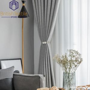 Vorhang British Plain Grey Thick Modern Simple Thickened Blackout Solid Color Curtains für Wohnzimmer Schlafzimmer Balkon 230927