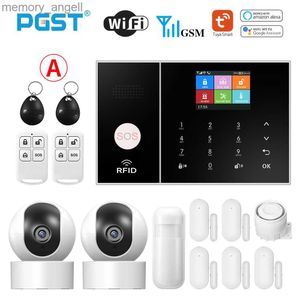 Alarm systems PGST Smart Life Alarm System for Home WIFI GSM Security Alarm Host with Door and Motion Sensor Tuya Smart App control work Alexa YQ230927
