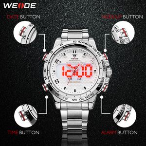 CWP 2021 Weide Watch Man Sport Back Light LED Display Analog larm Auto Datum Militär armé Rostfritt stål Remkartz Relogio MA249T