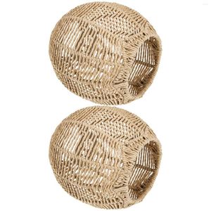 Pendant Lamps 2 Pcs Rattan Woven Lampshade Artificial Vintage Light Fitting Ceiling Cover Simulated Hanging Floor Dining Room