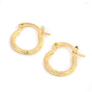 Серьги-кольца из 24-каратного золота, простой стиль, модные женские ювелирные изделия