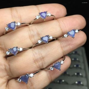 Cluster Rings 1 Pc Fengbaowu Natural Tanzanite Heart Ring 925 Sterling Silver Reiki Healing Stone Fashion Jewelry Gift For Women