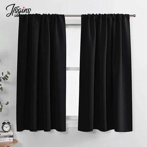 Curtain Blackout Short Curtains for Bedroom Opaque Blinds Window Living Room Kitchen Treatment Ready Made Small Drapes 230927