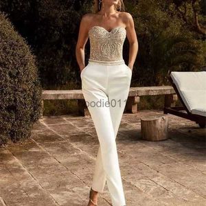 Womens Jumpsuits Rompers 2023 Summer Women Sequins Embroidery Jumpsuits Sexy Elegant Sleeveless Strapless Backless Rompers Female Night Clubwear Overalls L2309