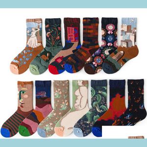 Gaiters Women Long Sock Cartoon Drukuj kreatywne modne spersonalizowane nowatorskie skarpetki zimowe ciepłe wygodne dostawa bawełny Dhdgm