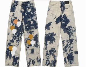 Chromes Новые мужские джинсы Дизайнерские старые постиранные прямые брюки с принтами в форме сердца Длинные стильные сердечки Фиолетовые джинсы Chromees Hearts Hoodie 349