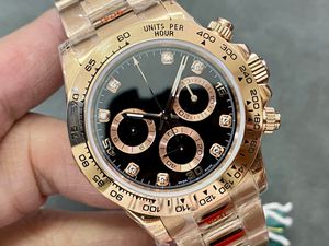 Męskie zegarki Rolx Luksusowy biznes 116505 Seria Grubość 12,4 mm 904 Rose Gold Sapphire Siemacie i pudełko XA7U8