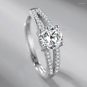 Anéis de casamento design exclusivo europeu e americano cor prata platina banhado moda feminina anel de zircão quadrado jóias criativas