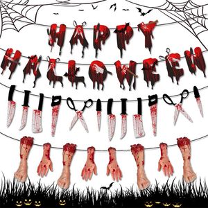 Party Decoration Halloween Decorative Banner Scissors Hand Foot Haunted House Decor Arrangement Hanging Ornament Helloween