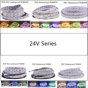 SMD 5050 RGB LED Strip مقاومة للماء 5M 300LED DC 12V 24V CCT RGBCCT RGBW RGBWW أبيض دافئ أبيض فيتا شرائح الضوء المرنة LL