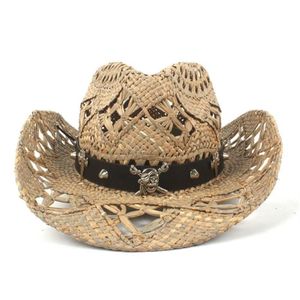 Cloches Womem Men Straw Western Cowboy Cowgirl Hombre Sombrero Cap Handwork Weave Lifeguard Hats Drop281g