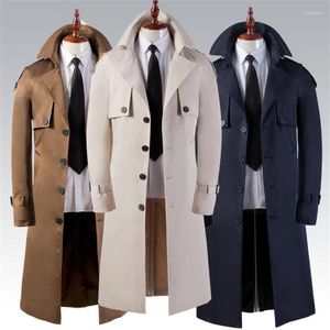 Men's Trench Coats Fashion 2023 Spring Autumn Windbreaker Super Long Clothes Over-the-knee Slim Business Casual Coat British