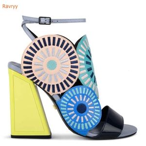 Slippers Unique Style Strange High Heel Sandals Mixed Colors Fashion Textile Upper Shoes Summer Rome 2023 novel 230927