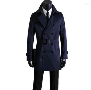 Men's Trench Coats Coat Spring And Autumn Casual Clothing Mens Double Breasted Long Black Men Man Slim Outerwear Khaki