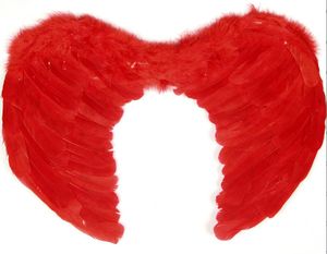 Ala di piuma di angelo adulto con cinturini elastici donne Accessori di costume da festa di Halloween 31,5 x23,6 pollici bianco nero rosa rosso