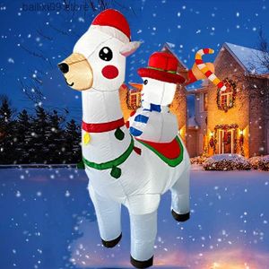 Dekoratif Çiçek Çelenkleri 6ft Güzel Şişirilebilir Noel Alpaca Hediye Çantaları Noel Çelenk Sevimli Şişirilebilir Noel Llama Açık Avlu De T230927