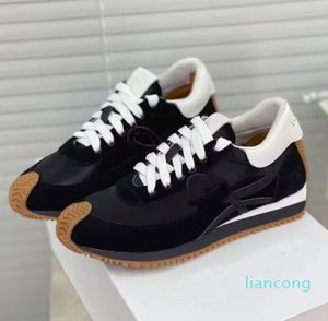 Casual-stylish Men Flow Runner Shoes Nylon Suede Lace-up Trainers Dress Basket Rubber Sole Platform Skateboard Walking