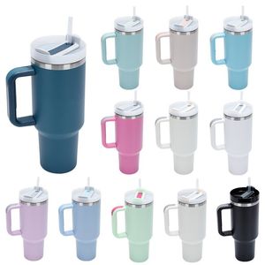 Mugs 40oz Straw Coffee Insulation Cup With Handle Portable Car Stainless Steel Water Bottle LargeCapacity Travel BPA Free Thermal Mug 230927