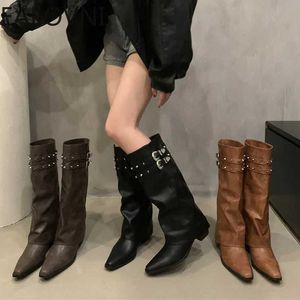 Slip Cowboy Long Winter On Women Fashion Pipe Boots Female Elegant Square Heel S Knight Botties T