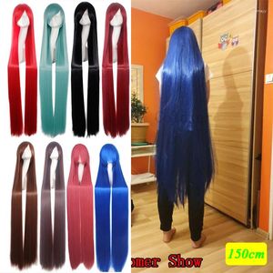 Party Supplies Halloween Cosplay Anime Fancy Wig Costume 150 cm lång rak värmebeständig syntetisk hår färgat