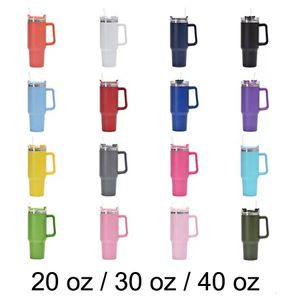 Mugs Insulated Tumbler Straw Stainless Steel Coffee Cup Car Vacuum Flasks Portable Water Bottle 20 30 40 oz With Handle 230927