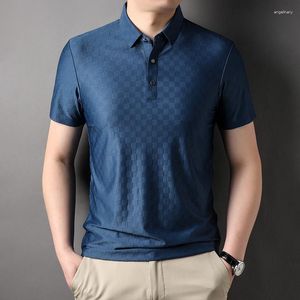 Polos masculinos verão polo camisas de luxo manga curta cor sólida homem t-shirts de alta qualidade negócios casual magro tees 3xl