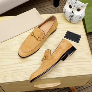 Luxurious Designer Men Dress Shoes Genuine Leather suede Black brown Moccasins Business Handmade Shoe G Formal Party Office Wedding Men Loafers Shoes 04