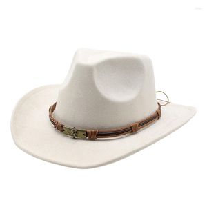 Berets Women Cowboy Hat Western Fluffy Fuffy Wide Brim Cowgirl do przebierania się kostiumów Cosplay Akcesoria